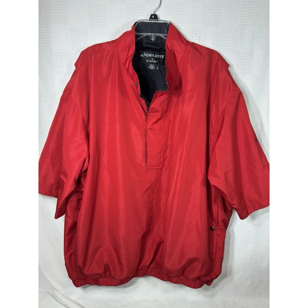 Footjoy Dryjoy Men's Pullover Jacket 1/4 Zip XLarge Red Windbreaker Short Sleeve